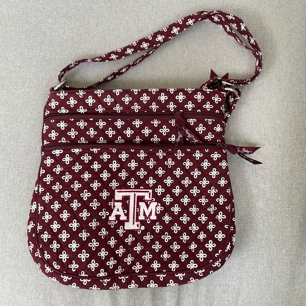Vera Bradley cotton triple zip hipster crossbody Texas A&M purse